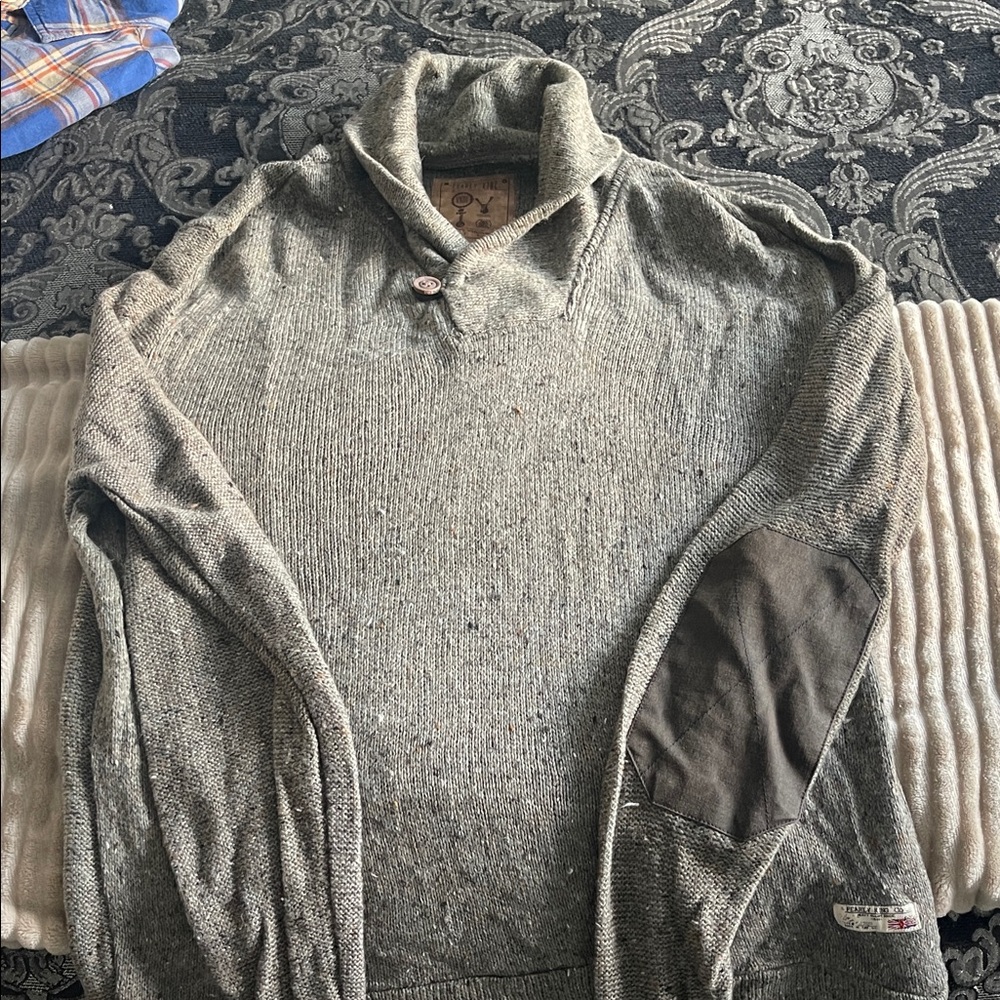 Men's Turtleneck Shawl Collar Sweater - Gray